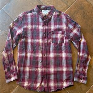 Men’s Modern Amusement Plaid Flannel Size M burgundy & Gray